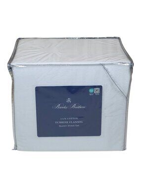Brooks Brothers 100% Cotton Turkish Flannel Queen Sheet Set White